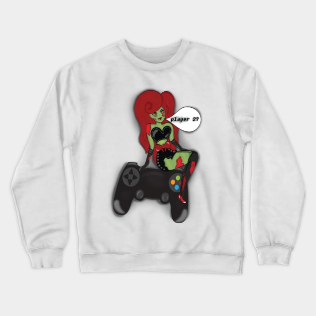 Pinup Zombie Gamer Crewneck Sweatshirt by DaintyMoonDesigns